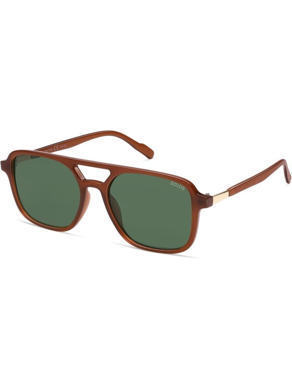 Women's Brown Green Trendy Rectangle Retro Aviator Sunglasses Elegant Design
